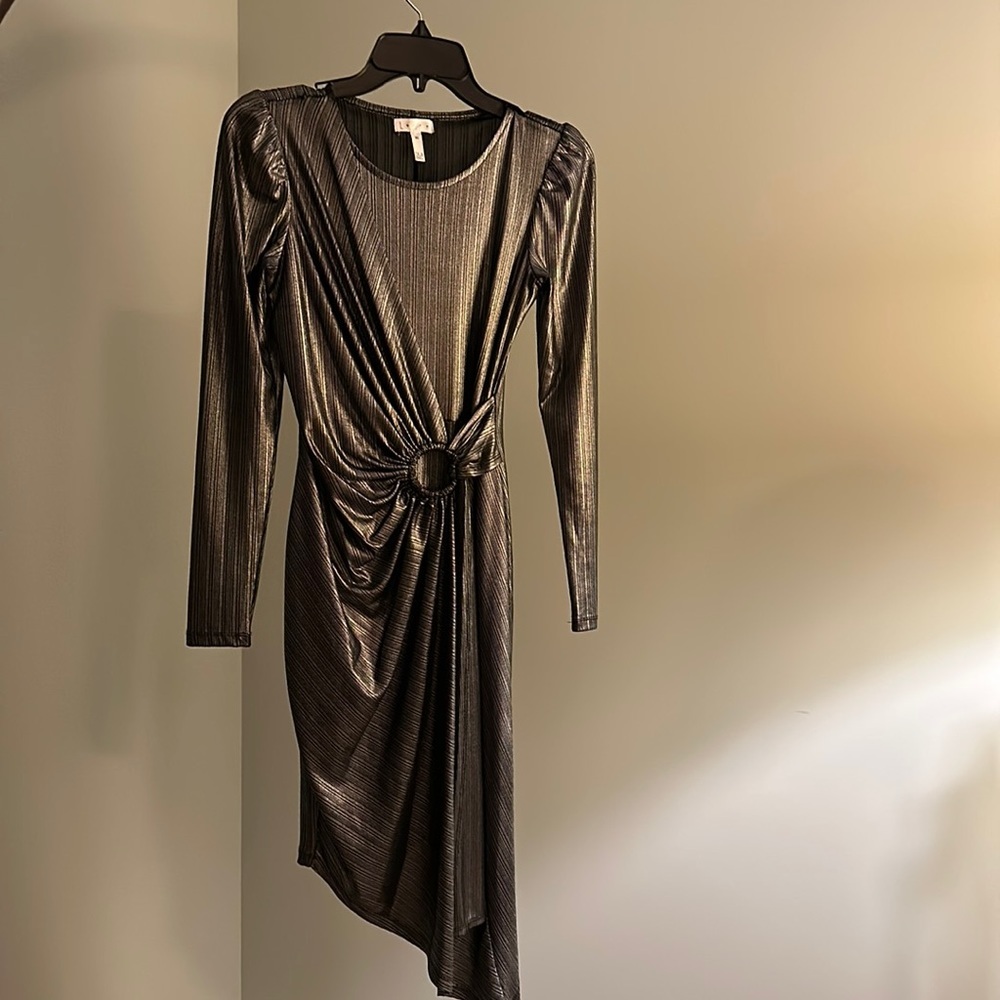 Leith silver, drape asymmetrical dress